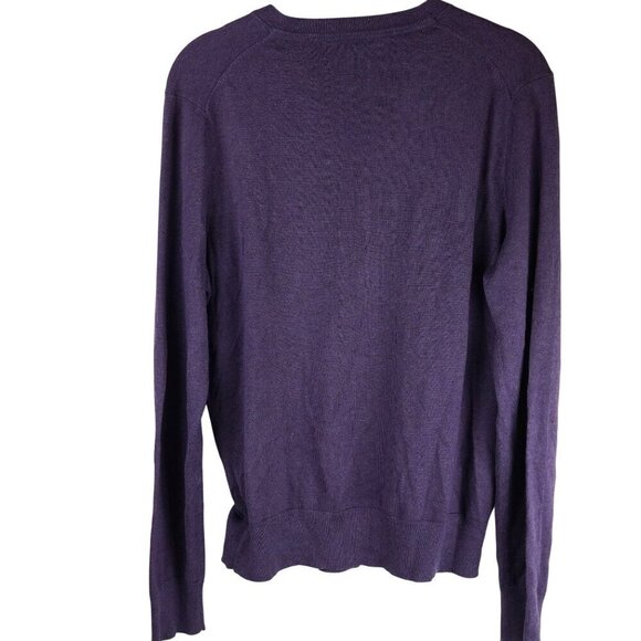 Banana Republic Luxury Blend Silk Cotton Cashmere V-Neck Sweater‎ Purple Sz M - Picture 6 of 6